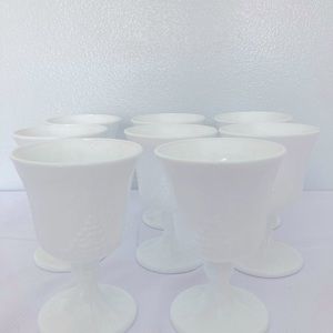 (SOLD) Harvest grapes milk glass goblets.